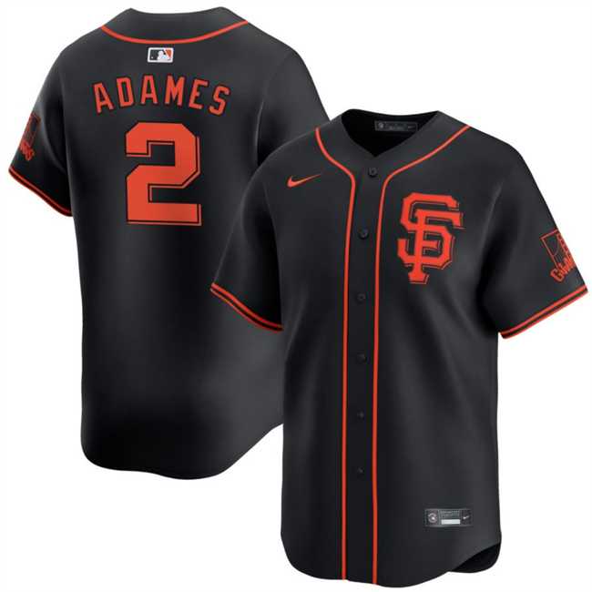 Men%27s San Francisco Giants #2 Willy Adames Black 2024 Black AlternateLimited Stitched Jersey Dzhi->philadelphia phillies->MLB Jersey